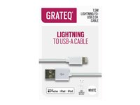 GRATEQ - Lightning-kabel - USB han til Lightning han - 1.5 m - hvid 85004