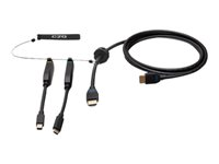 C2G 10ft (3m) 4K HDMI Premium Cable and Dongle Adapter Ring with Color Coded Mini DisplayPort and USB-C - Videoadapter-kit - sort - 4K60 Hz support, 4K30 Hz support (mDP), guldglimtede kontakter C2G30056