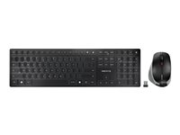 CHERRY DW 9500 SLIM - Sæt med mus og tastatur - trådløs - 2.4 GHz, Bluetooth 4.0 - USA med Euro-symbol - tastkontakt: CHERRY SX - grå, sort - plastikfri indpakning JD-9500EU-2