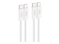 Belkin BoostCharge - USB-kabel - 24 pin USB-C (han) til 24 pin USB-C (han) - 1.5 m - Fast Charging op til 60 W - hvid (pakke med 2) BBD008HQ05WH2PK