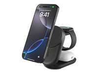 Belkin UltraCharge - Trådløs opladningsstander - 3-i-1, magnetisk, foldbar, med Qi2 + AC-strømadapter - 25 Watt - Fast Charge - sort WIZ037KQBK