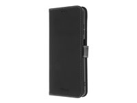 Insmat Exclusive - Flipomslag til mobiltelefon - ægte læder, termoplastisk polyuretan (TPU), karton+papir+aluminiumsfolie, bomuldssyninger - sort - for Nokia G22 650-3158