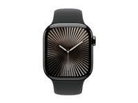 Apple Watch Series 10 (GPS + Cellular) - 42 mm - skifer titanium - smart ur med sportsbånd - fluoroelastomer - sort - båndstørrelse: M/L - 64 GB - LTE, Wi-Fi 4, UWB, Bluetooth - 4G - 34.4 g MWXH3QN/A