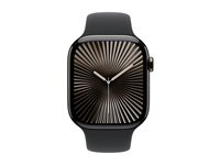 Apple Watch Series 10 (GPS + Cellular) - 46 mm - skifer titanium - smart ur med sportsbånd - fluoroelastomer - sort - båndstørrelse: M/L - 64 GB - LTE, Wi-Fi 4, UWB, Bluetooth - 4G - 41.7 g MWYE3QN/A