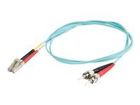 C2G LC-ST 10Gb 50/125 OM3 Duplex Multimode PVC Fiber Optic Cable (LSZH) - Netværkskabel - ST multimodus (han) til LC multimodus (han) - 2 m - 2 m. - fiberoptik - duplex - 50 / 125 my - OM3 - halogenfri - akvamarin 85541