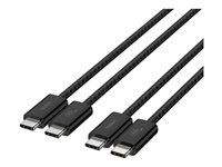 Belkin BoostCharge - USB-kabel - 24 pin USB-C (han) til 24 pin USB-C (han) - 1.5 m - USB Power Delivery (60W), flettet kabel - sort (pakke med 2) BBD008HQ05BK2PK