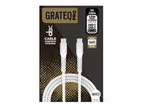 GRATEQ - USB-kabel - 24 pin USB-C (han) til 24 pin USB-C (han) - USB 3.2 - 5 A - 1.5 m - USB Power Delivery (240 W) - hvid 86080GC