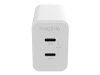 mophie speedport 45 - Strømforsyningsadapter - 45 Watt - Fast Charge, PD - 2 output-stikforbindelser (24 pin USB-C) - hvid - Europa 409909299