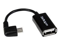StarTech.com 5in Right Angle Micro USB to USB OTG Host Adapter M/F - Angled Micro USB Male to USB A Female On-The-Go Host Cable Adapter (UUSBOTGRA) - USB-adapter - USB (hun) til Micro-USB Type B (han) - USB 2.0 OTG - 12.7 cm - højrevinklet stikforbindelse - sort UUSBOTGRA