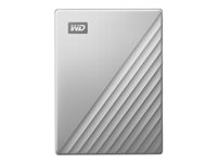 WD My Passport Ultra for Mac WDBPMV0050BSL - Harddisk - krypteret - 5 TB - ekstern (bærbar) - USB 3.1 (USB-C stikforbindelse) - 256-bit AES - sølv WDBPMV0050BSL-WESN