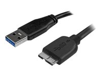 StarTech.com 3m 10ft Slim USB 3.0 A to Micro B Cable M/M - Mobile Charge Sync USB 3.0 Micro B Cable for Smartphones and Tablets (USB3AUB3MS) - USB-kabel - Micro-USB Type B (han) til USB Type A (han) - USB 3.0 - 3 m - formet - sort - for P/N: S2510BU33PW, S251BMU3FP, S251BRU33, SLSODDU33B, SM2NGFFMBU33 USB3AUB3MS