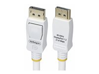 StarTech.com 6ft White VESA Certified DisplayPort 1.2 Cable with Latches - DisplayPort kabel - DisplayPort (han) haspet til DisplayPort (han) haspet - DisplayPort 1.2 - 1.8 m - 4K60 Hz support, 2K144 Hz support, 1080p support 240 Hz, halogenfri, passivt - hvid DP12-CABLE-6FTW