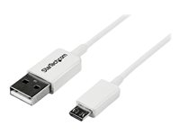 StarTech.com 2m White Micro USB Cable Cord - A to Micro B - Micro USB Charging Data Cable - USB 2.0 - 1x USB A Male, 1x USB Micro B Male (USBPAUB2MW) - USB-kabel - Micro-USB Type B (han) til USB (han) - USB 2.0 - 2 m - formet - hvid - for P/N: USBEXTPAA1MW, USBEXTPAA2MW, USBEXTPAA3MW, USBPAUB1MW, USBPAUB50CMW USBPAUB2MW