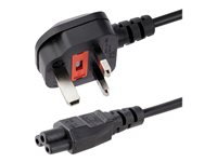 StarTech.com 6ft (2m) UK Laptop Power Cable, BS 1363 to C5 Clover Leaf, 2.5A 250V, 18AWG, Notebook/Laptop Replacement Cord, Printer Cable, UK Laptop Charger Cord, BS 1363 to IEC60320 C5 - Power Brick Cord - Strømkabel - IEC 60320 C5 til BS 1363 (han) - AC 250 V - 2 m - formet - sort PXTNB3SUK2M