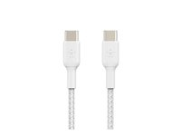 Belkin BoostCharge - USB-kabel - 24 pin USB-C (han) til 24 pin USB-C (han) - USB 2.0 - 3 A - 1 m - USB Power Delivery (60W) - hvid (pakke med 2) CAB004BT1MWH2PK