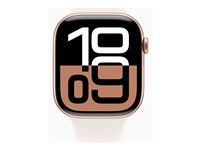 Apple Watch Series 10 (GPS + Cellular) - 46 mm - guld titanium - smart ur med sportsbånd - fluoroelastomer - stjernelys - båndstørrelse: M/L - 64 GB - LTE, Wi-Fi 4, UWB, Bluetooth - 4G - 41.7 g MWYY3QN/A