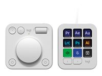 Logitech Master Series MX Creative Console - Tastatur og drejeskive sæt - bagbelyst - USB-C - bleg grå 920-012932
