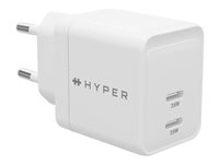 HyperJuice - Strømforsyningsadapter - GaN - 35 Watt - QC 3.0, Power Delivery 3.0 + PPS - 2 output-stikforbindelser (USB-C) - hvid - Europa HJG35EU
