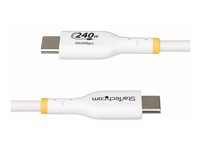 StarTech.com 1m USB C Charging Cable, USB-IF Certified USB-C Cable, 240W - USB-kabel - 24 pin USB-C (han) til 24 pin USB-C (han) - USB 2.0 - 48 V - 5 A - 1 m - USB Power Delivery (240 W), forlænget strømrækkevidde (EPR), Power Delivery 3.1 support, halogenfri, passivt - hvid USB2EPR1MW