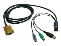 Eaton Tripp Lite Series 6ft USB / PS2 Cable Kit for KVM Switches B020-U08 / U16 & B022-U16 6' - Kabel til tastatur / video / mus (KVM) - USB, PS/2, HD-15 (VGA) (han) - 1.8 m - formet - sort P778-006