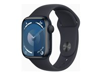 Apple Watch Series 9 (GPS) - 41 mm - midnatsaluminium - smart ur med sportsbånd - fluoroelastomer - midnat - båndstørrelse: S/M - 64 GB - Wi-Fi, Bluetooth, UWB - 31.9 g MR8W3DH/A