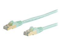 StarTech.com 10m CAT6A Ethernet Cable, 10 Gigabit Shielded Snagless RJ45 100W PoE Patch Cord, CAT 6A 10GbE STP Network Cable w/Strain Relief, Aqua, Fluke Tested/UL Certified Wiring/TIA - Category 6A - 26AWG (6ASPAT10MAQ) - Patchkabel - RJ-45 (han) til RJ-45 (han) - 10 m - STP - CAT 6a - formet, knastfri - akvamarin 6ASPAT10MAQ